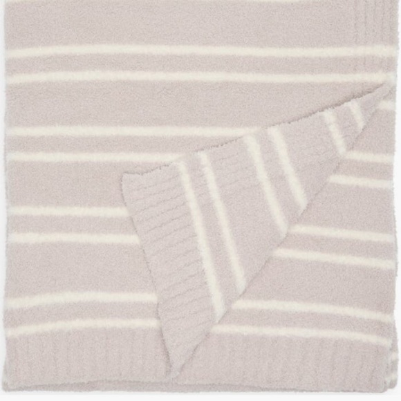 NWT Barefoot Dreams Double Stripe Sandstone and Cream CozyChic Blanket - Picture 1 of 2